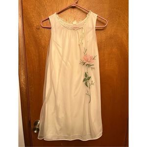 Vintage Ivory Nightgown with pink flower. Dressmaker Designed By Radcliffe.